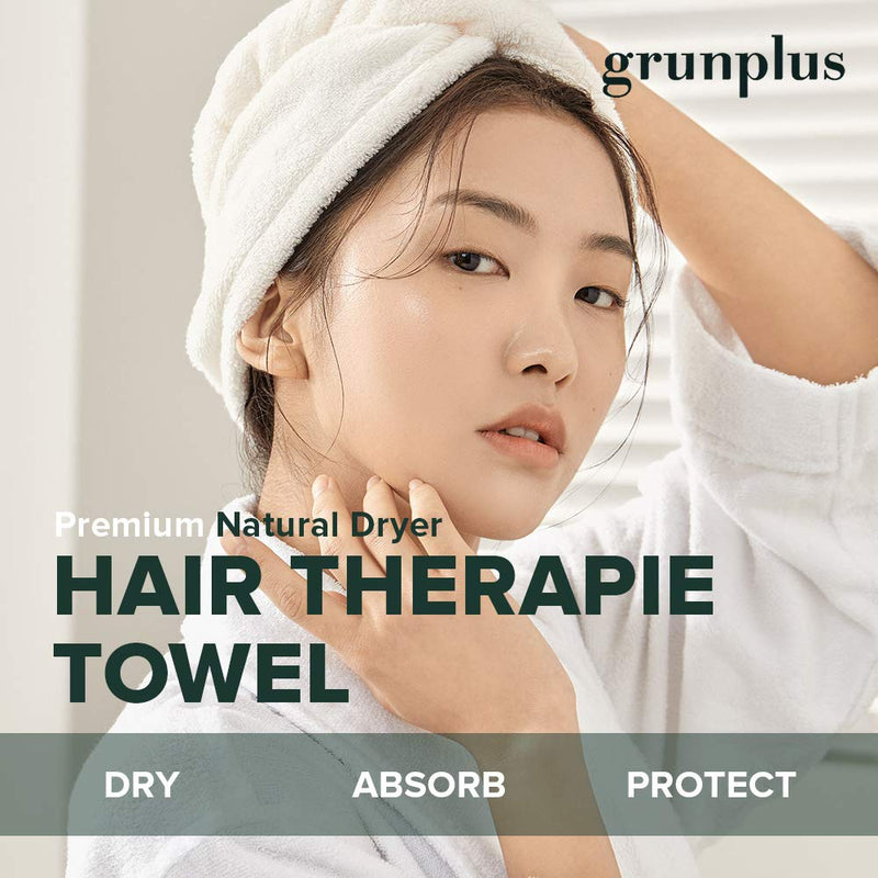 [Australia] - Grunplus Hair Towel Wrap – Premium Cotton Hair Towel – Highly-Absorbent Cotton Hair Towel – Quick and Easy Dry Hair Wrap – Anti-Frizz Hair Drying Towel – Towel Turban for All Types of Hair 