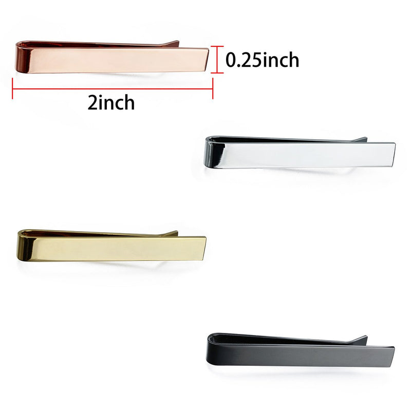 [Australia] - HAWSON 2 inch Tie Clips for Mens-Skinny Tie Bar Personalized Letter Tie Pin Father of The Bride Gifts Tie Bar Set for Wedding Anniversary Business and Best Gift High Polish-without Letter 