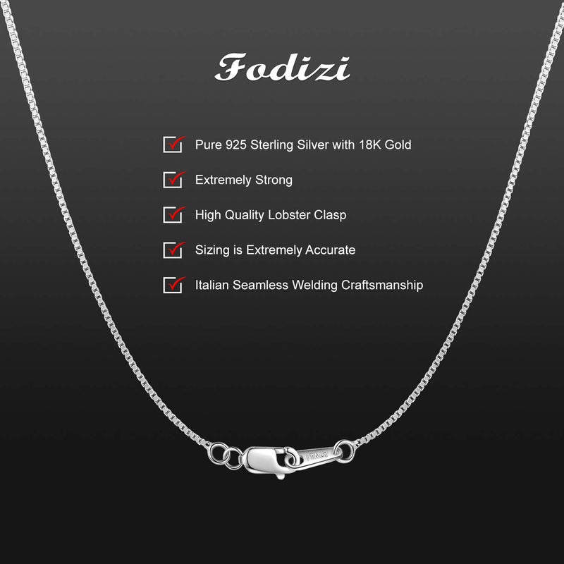 [Australia] - Fodizi 18K Gold Plated Sterling Silver Chain for Women Girl Italy Silver Chain Necklace 0.8mm 925 Sterling Box Chain - 16/18/20/22/24 Inch 18K White Gold 24.0 Inches 