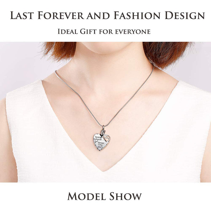 [Australia] - Cremation Jewelry for Ashes -No Longer By My Side Forever in My Heart Urn Pendant Necklace for Ashes Grandma Grandpa Mom Dad Papa Nana Brother Sister 