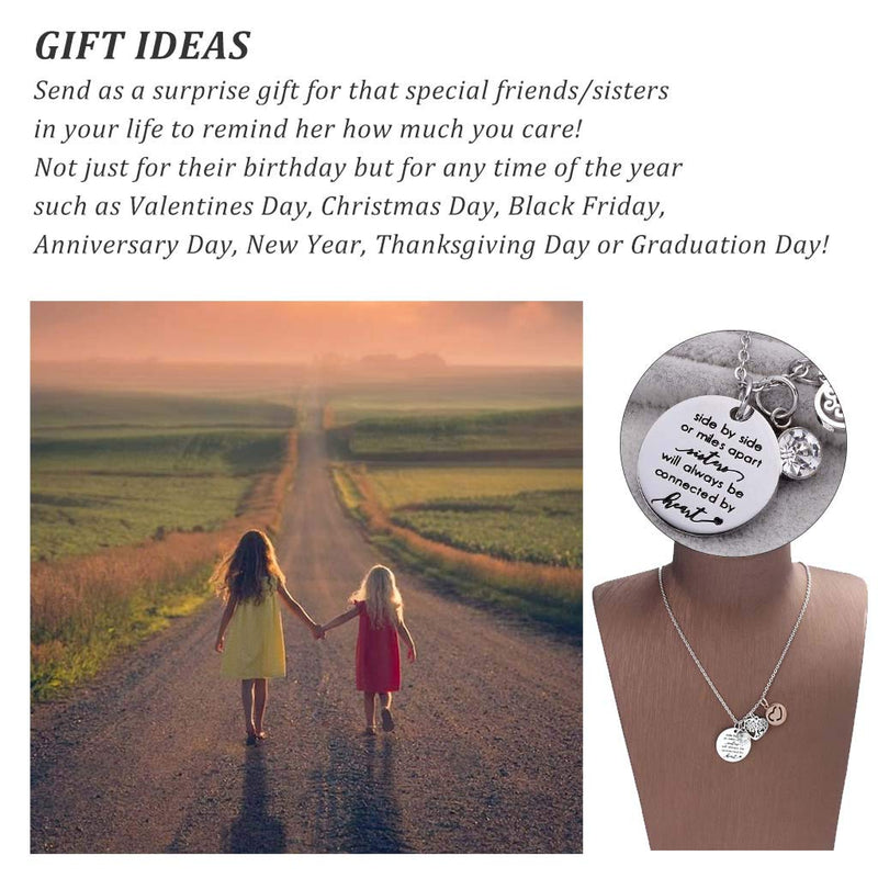 [Australia] - KOORASY Pendant Necklace Side by Side or Miles Apart Sister Will Always be Connected by Heart for Sisters from Sister Silver … 