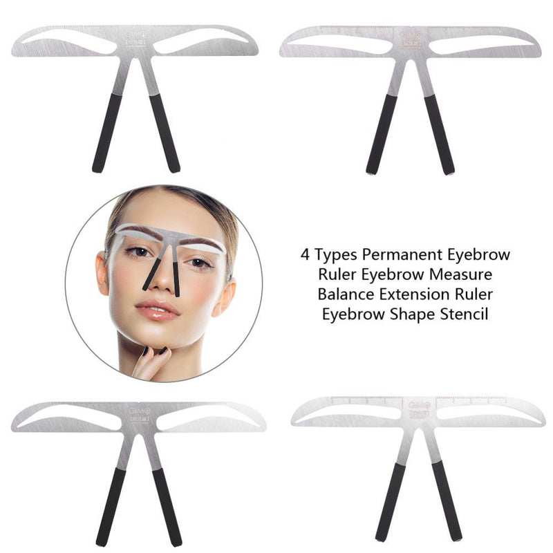 [Australia] - Eyebrow Shaping Stencil Kit Eyebrow Ruler Permanent Tattoo Makeup Stencil Shaper Extension Three-point positioning design Ruler Shape Stencil Stainless Steel Makeup Tool (European Style Eyebrow European Style Eyebrow 
