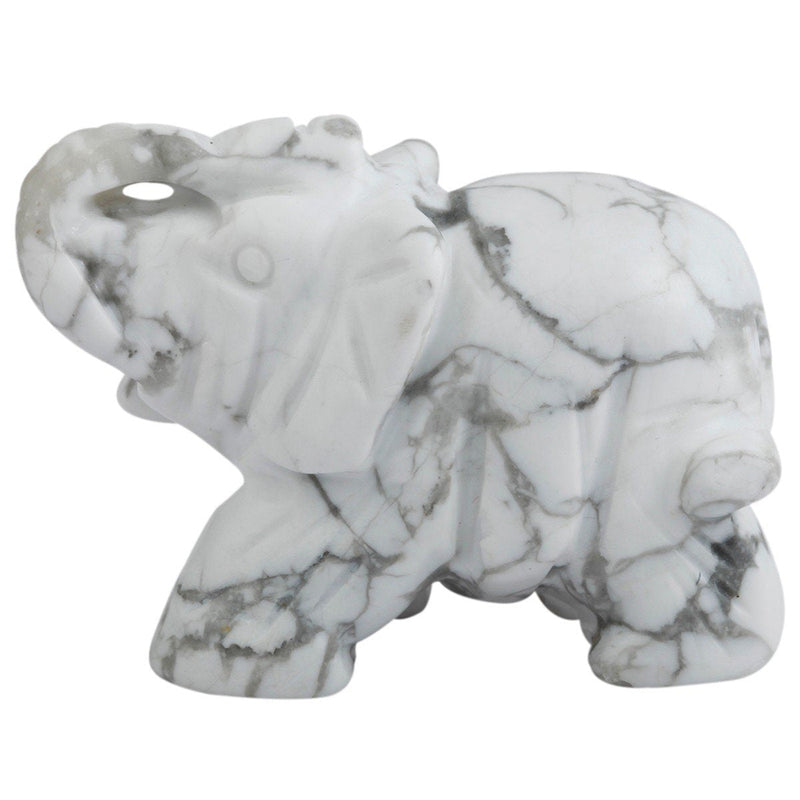 [Australia] - mookaitedecor White Howlite Turquoise Elephant Ornament Figurine,Healing Crystal Energy Gemstone Reiki Statue Home Decor,1.5 Inches 