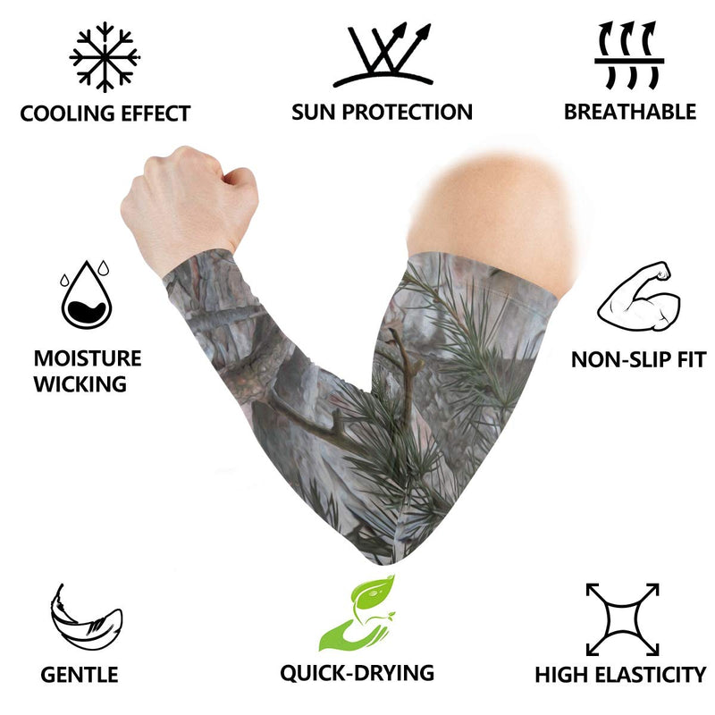 [Australia] - ALAZA Camo Tree Cooling Arm Sleeves Cover Uv Sun Protection for Men Women Running Golf Cycling Arm Warmer Sleeves 1 Pair Gray 