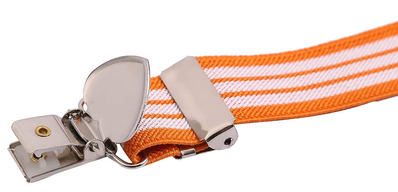 [Australia] - WDSKY Mens Boys Suspenders and Bow Tie Set for Wedding with Heart Clips 47" adult Orange Stripe 