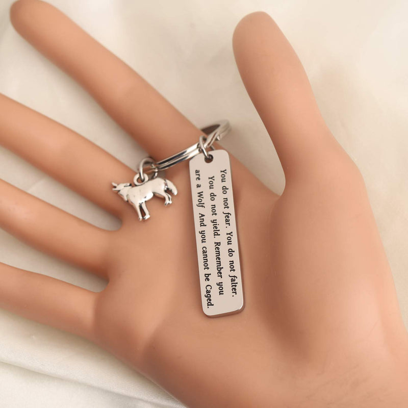 [Australia] - AKTAP Wolf Jewelry Inspirational Keychain Remember You are a Wolf and You Cannot Be Caged Howling Wolf Pendant Inspirational Jewelry Gifts wolf keychain 