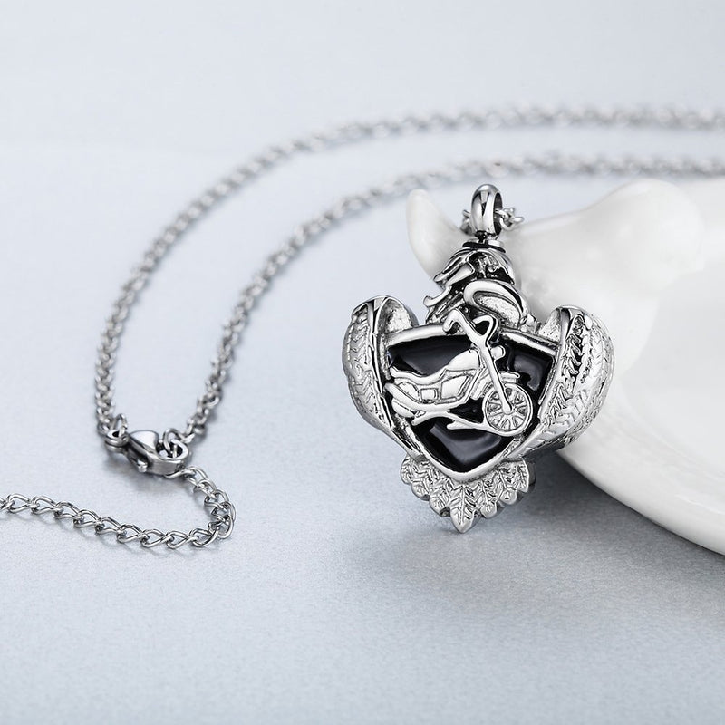 [Australia] - Cremation Jewelry Memorial Ashes Keepsake Urn Necklace Motorcycle Badge Pendant 