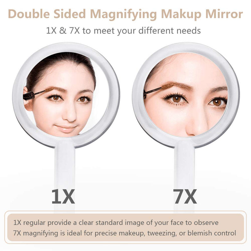 [Australia] - Gotofine Hand Held Makeup Mirror Double Sided 1X & 7X Magnifying Handheld or Stand Mirror, Clear & Premium Quality 