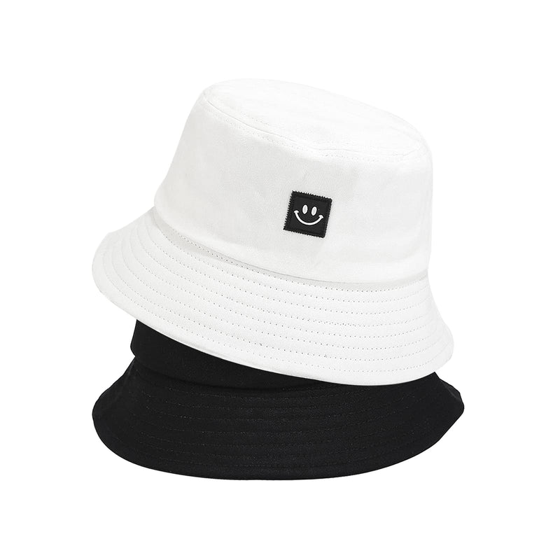[Australia] - SUNTRADE Men Women Bucket Hat，Travel Summer Beach Sun Hat,Set of 2 BLACK+WHITE-simle 