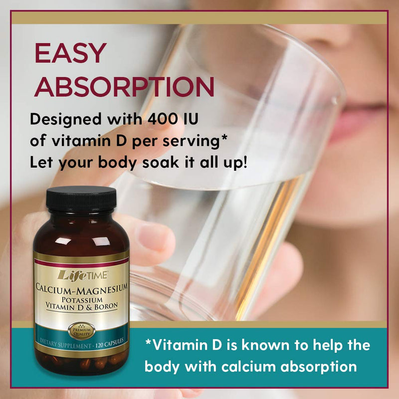 [Australia] - Lifetime Calcium Magnesium Potassium, Vitamin D & Boron | Support Bone & Muscle Health | Easy Absorption | 120 Capsules, 30 Servings 