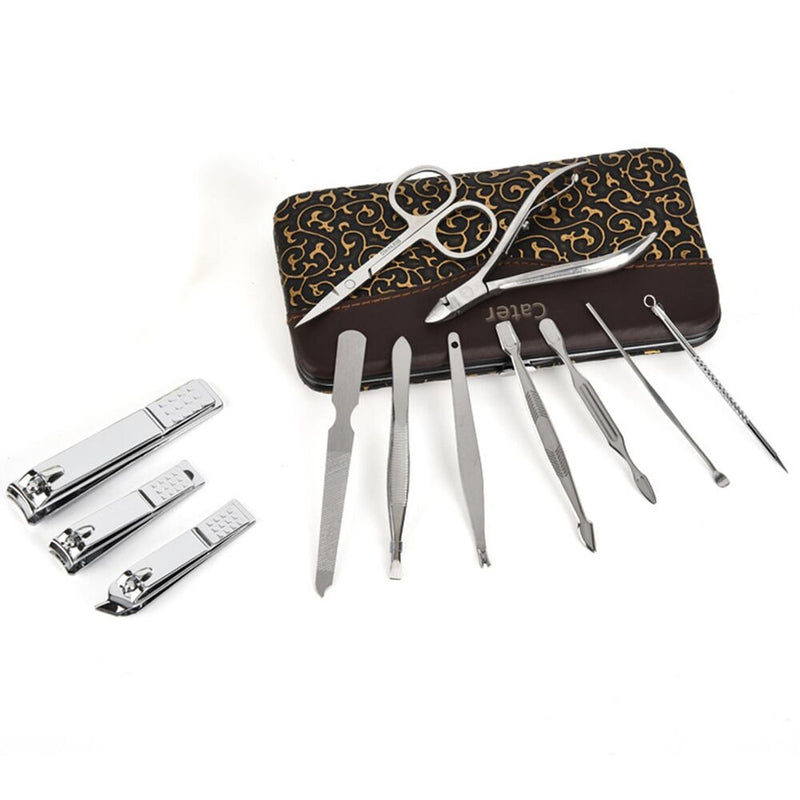 [Australia] - Cater Manicure, Nail Clippers Set of 12Pcs, Professional Grooming Kit, Nail Tools with Luxurious Travel Case (12) 