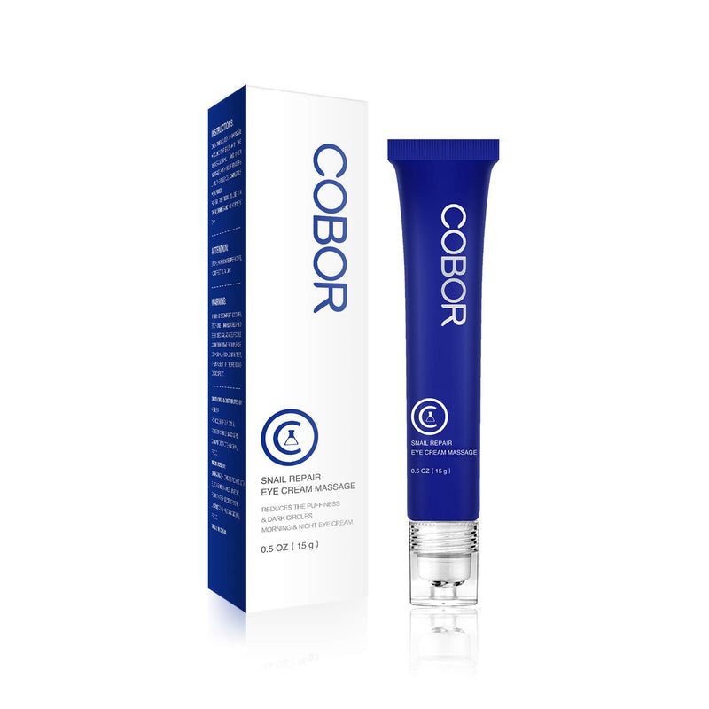 [Australia] - COBOR Eye Cream with Ball Massager Anti-Wrinkle Gel Eye Repair Snail Serum Firming Eye Balm for Dark Circles Puffiness Fine Lines 0.5fl Oz 