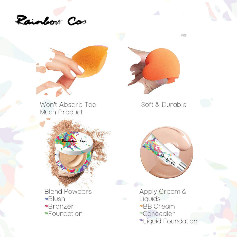 [Australia] - Rainbow Cos Premium Flat Edge Olive Sponge Beauty Foundation Sponge Blender for Applicator, Foundation and Highlight (Orange) Orange 