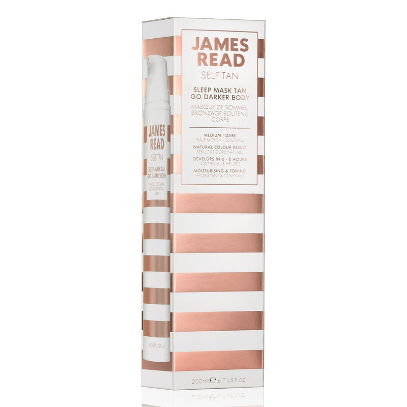 [Australia] - JAMES READ Sleep Mask Go Darker Body 200ml MEDIUM/DARK Overnight Gradual Self Tan Moisturising & Hydrating Quick Drying Intense Tanning Formula Enriched with Aloe Vera & Hyaluronic Acid, Suits all Skin Tones 