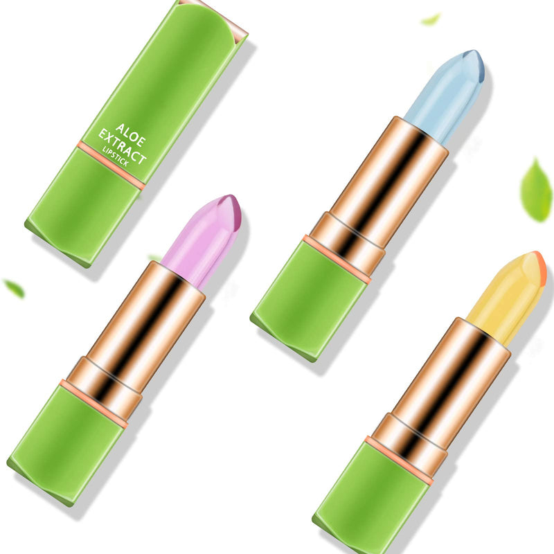 [Australia] - Ownest 3 Colors Temperature Color Change Lipstick, Magic Color Changing Lipstick Aloe Vera Lip Blam Moisturizing Long Lasting Lip Makeup Aloe Vera Lipstick-Set A 