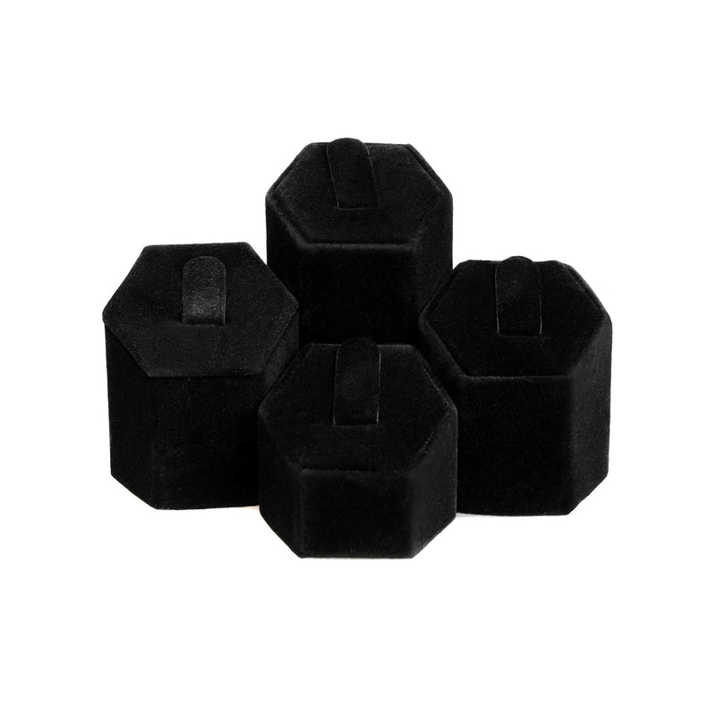 [Australia] - Mooca Jewelry Ring Stand Holder Display Set, Ring Holders for Jewelry Ring Organizer, Storage Jewelry Organizer Jewelry Stand Pedestals Display 4 Pcs Set, Black Velvet 