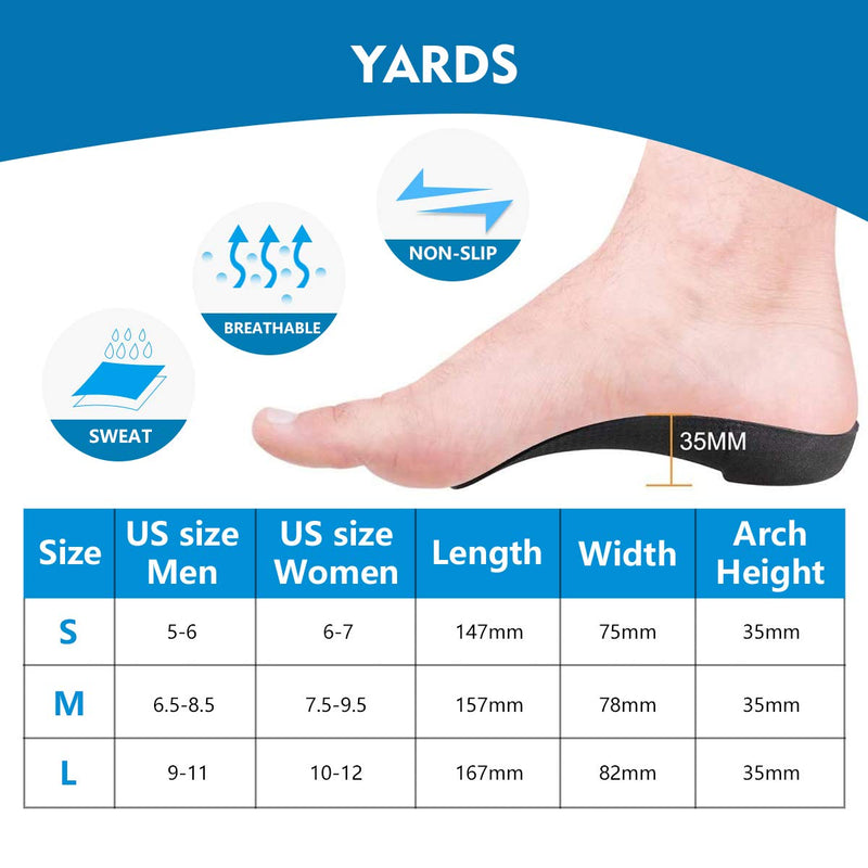 [Australia] - 3/4 Arch Support Insoles for Women/Men,QBK Orthotics Shoe Insoles High Arch Supports Shoe Insoles for Plantar Fasciitis, Flat Feet, Over-Pronation,Height Increase Insoles, Heel Cushion Inserts，M M:(men6.5-8.5/Women7.5-9.5) M:(Men6.5-8.5/Women7.5-9.5) 