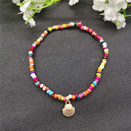 [Australia] - YONYou 2pcs Colorful Beads Cowrie Shell Anklet for Women Bracelet on The Leg Gold Silver Color Foot Chain-Gold and Silver 