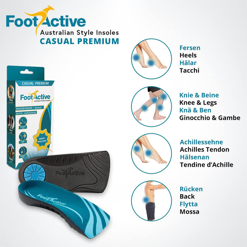 [Australia] - FootActive CASUAL - 3/4 Length insole for heel pain, heelspurs, plantar fasciitis, knee and back pain 7/8.5 UK 