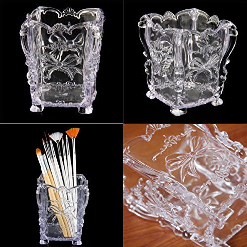 [Australia] - Butterfly Cosmetic Makeup Brush Holder Box Case Pencil Pen Storage Organizer (Transparent) 