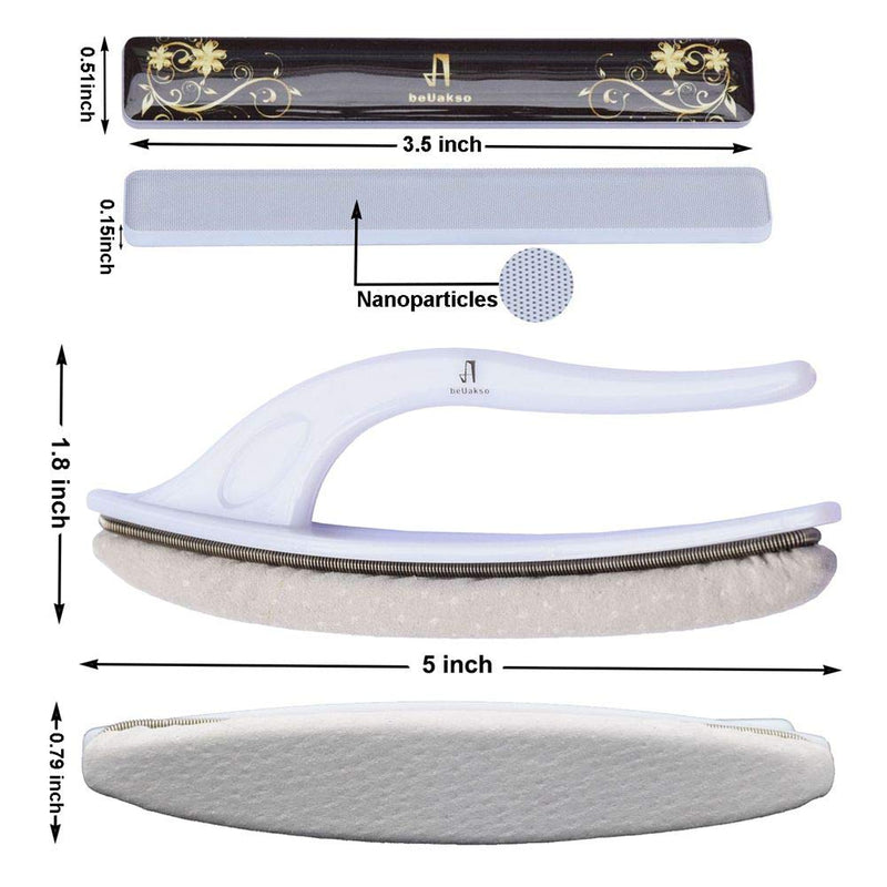 [Australia] - Premium Upgrade Nano Glass Nail File and Chamois Nail Buffers for Natural Nails and Acrylic Nails / All in One Step / beUakso Natural Nail Buffer and Shine Kit Chamoisbuffer Nailfile Mixed Kit 