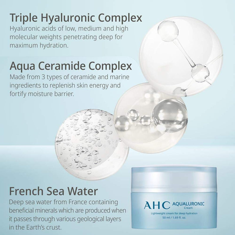 [Australia] - AHC Hydrating Aqualuronic Face Cream with Hydrating Triple Hyaluronic Acid Korean Skincare 50 ml 