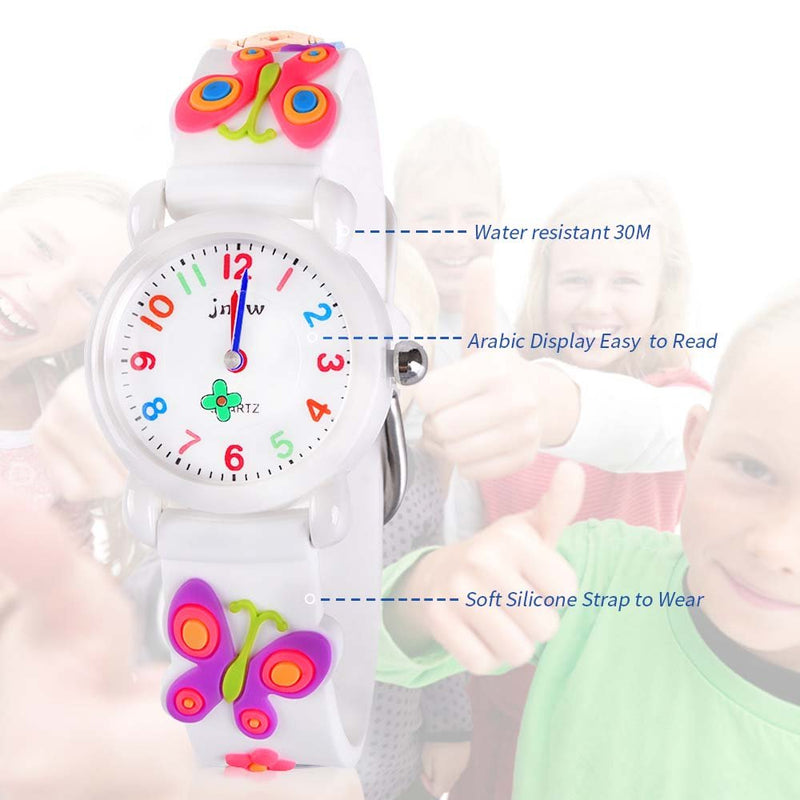 [Australia] - Kids Gift Cartoon Waterproof Watches Toys for Boys Girls - Best Gifts Butterfly White 