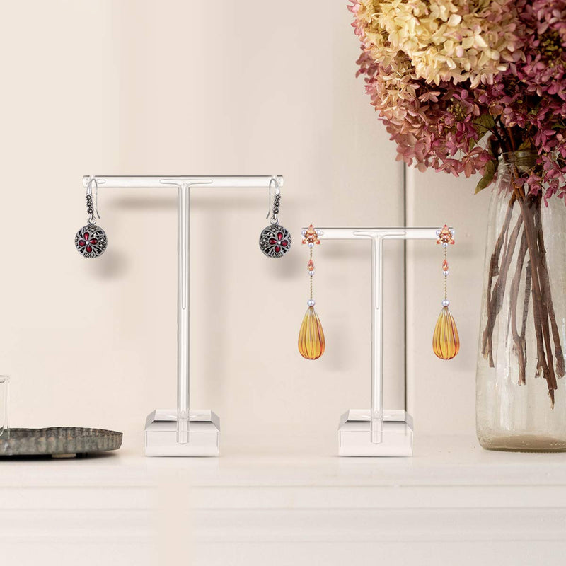 [Australia] - Cabilock 4Pcs Acrylic Earrings Stand Holder T-shape Ear Studs Display Rack Jewelry Tree Stand Organizer (Transparent) 