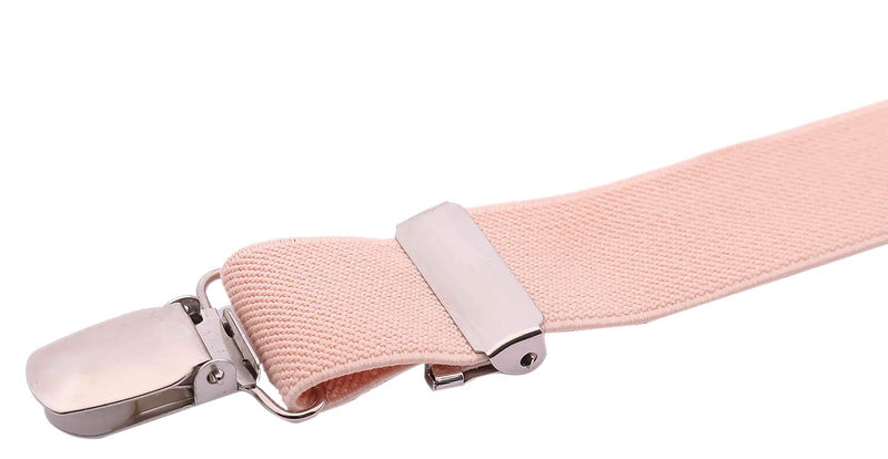 [Australia] - WDSKY Mens Boys Suspenders and Bow Tie Elastic with Leather Y-Back 47" adults Light Pink 