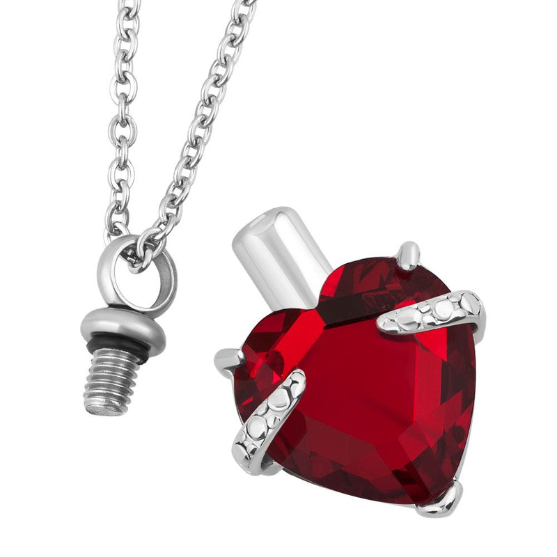 [Australia] - LilyJewelry Heart Urn Necklace for Ashes Keepsake Memorial Pendant Stainless Steel Cremation Jewelry Red 