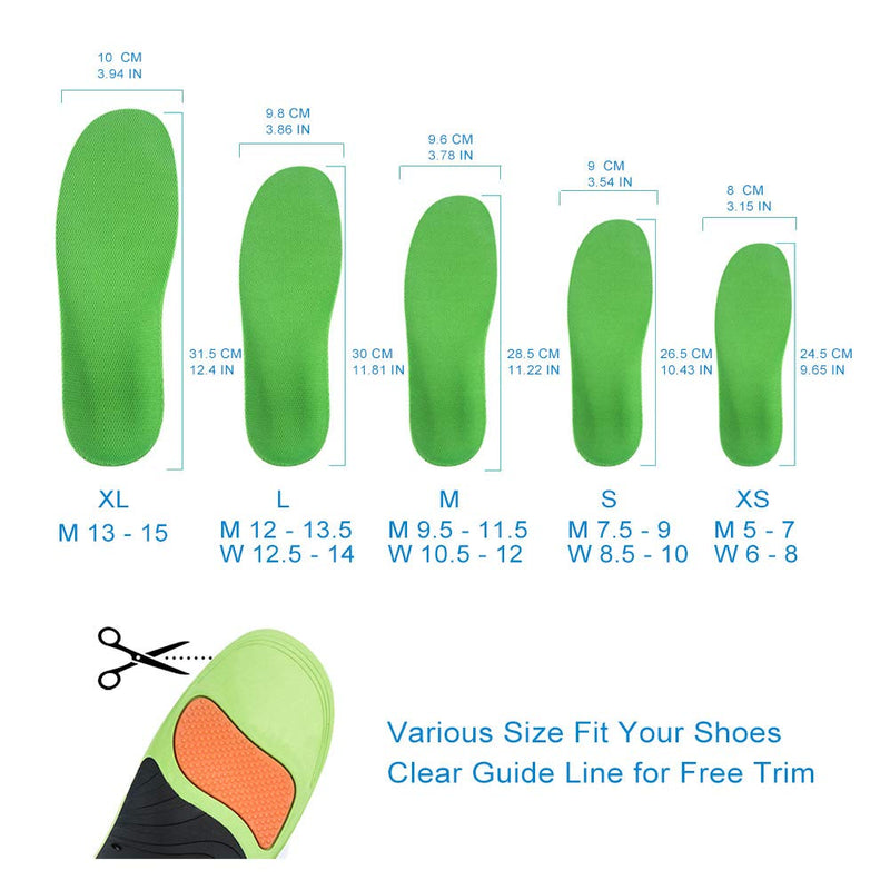 [Australia] - VSUDO Plantar Fasciitis Insoles, Orthotic Inserts for Plantar Fasciitis, Height Increase Insoles/Shoe Pads for Sneakers or Work Boots, High Arch Support Shoe Insoles/Inserts for Men or Women - M M: M 9.5-11.5 / W 10.5-12 Green 
