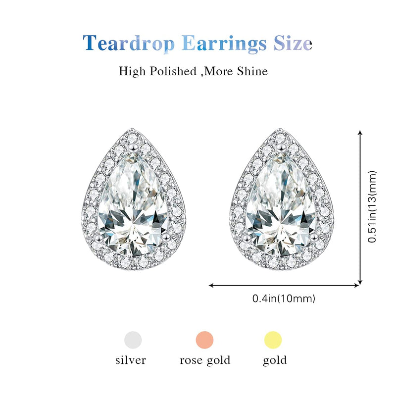 [Australia] - DHQH 4/6 Pairs Bridesmaids Earrings Classic Cubic Zirconia Teardrop Stud Earrings for Women Girls I Couldn’t Tie a Knot Without You Brides Bridesmaids Proposal Wedding Jewelry Gifts B-silver(set of 4) 