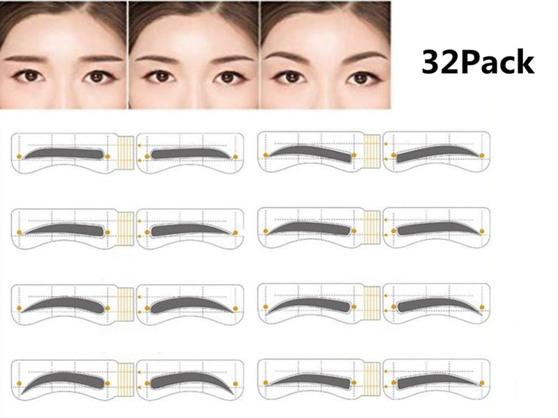 [Australia] - SKYWXHN-8 Sets Eyebrow Shaping StencilS Eye Brow Guide Template Kit Makeup DIY Tool-32 pcs 