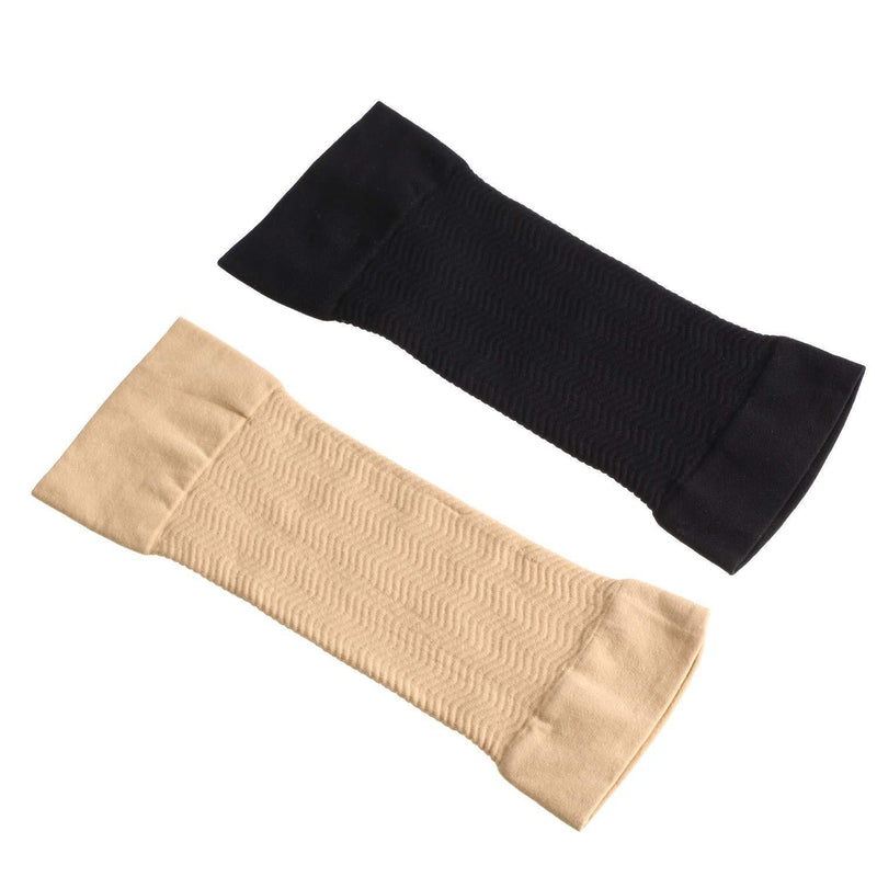 [Australia] - 4 Pairs Slimming Arm Sleeves Arm Elastic Compression Arm Shapers Sport Fitness Arm Shapers for Women Girls Weight Loss (Black and Nude Color) 