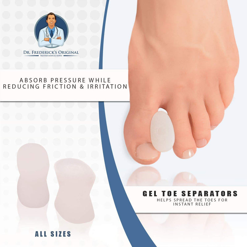 [Australia] - Dr. Frederick’s Original Gel Toe Separators - 6 Pieces - Variety Pack - Bunion Treatment - Small, Medium and Large Sizes 6 Piece Assortment 
