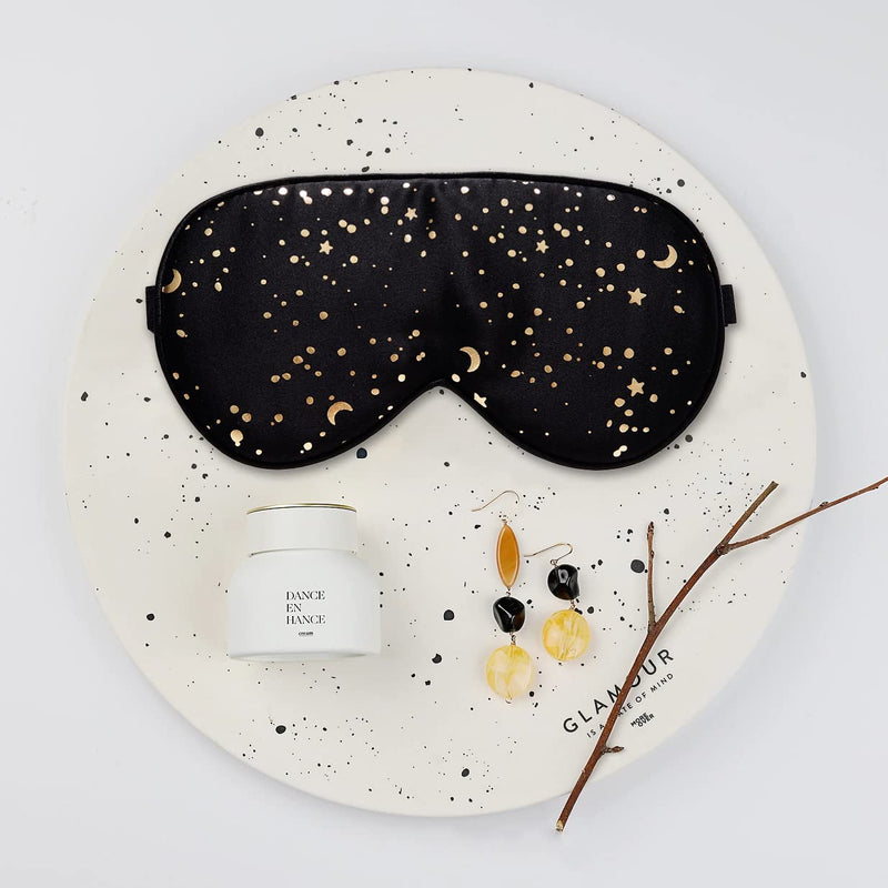 [Australia] - 100% Silk Sleep mask with Adjustable Strap,Comfortable and Super Soft Eye mask Ultimate Sleeping aid,blindford Golden Moon Goldenmoon 