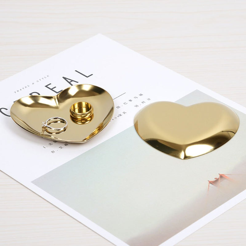 [Australia] - CGMJ 2-Pack Love Shaped Stainless Steel Jewelry Tray Organizer Desktop Organizer (Gold) Gold 