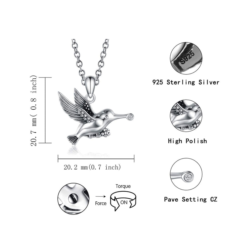 [Australia] - Cremation Grandmum Jewelry for Ashes Memorial Urn Necklace Sterling Silver Hummingbird Pendant Keepsake as a Memorial Always in My Heart Memory Necklace Gift 