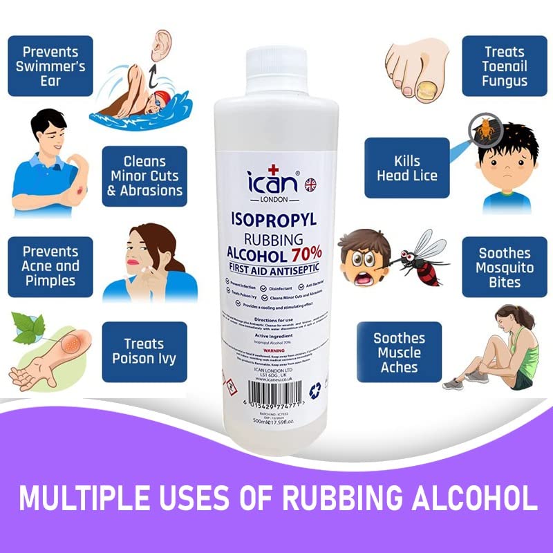 [Australia] - ican london isopropyl rubbing Alcohol 70% First aid Antiseptic 500ml 500 ml (Pack of 1) 