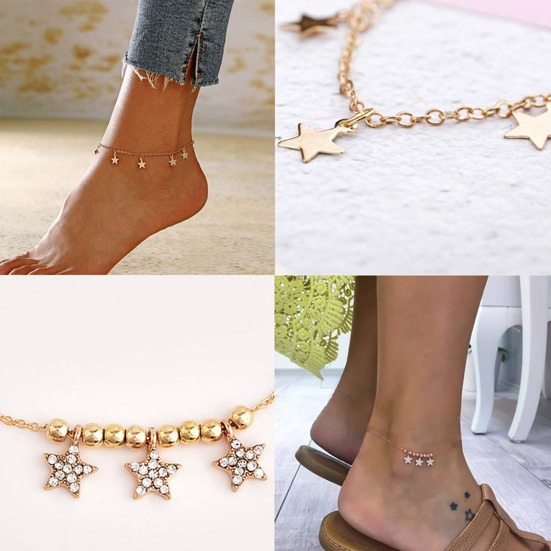 [Australia] - SHIWE 18PCS Ankle Bracelets for Women Gold Silver Anklets Layered Adjustable Ankle Chains Beach Foot Jewelry Chains Anklet Sets 