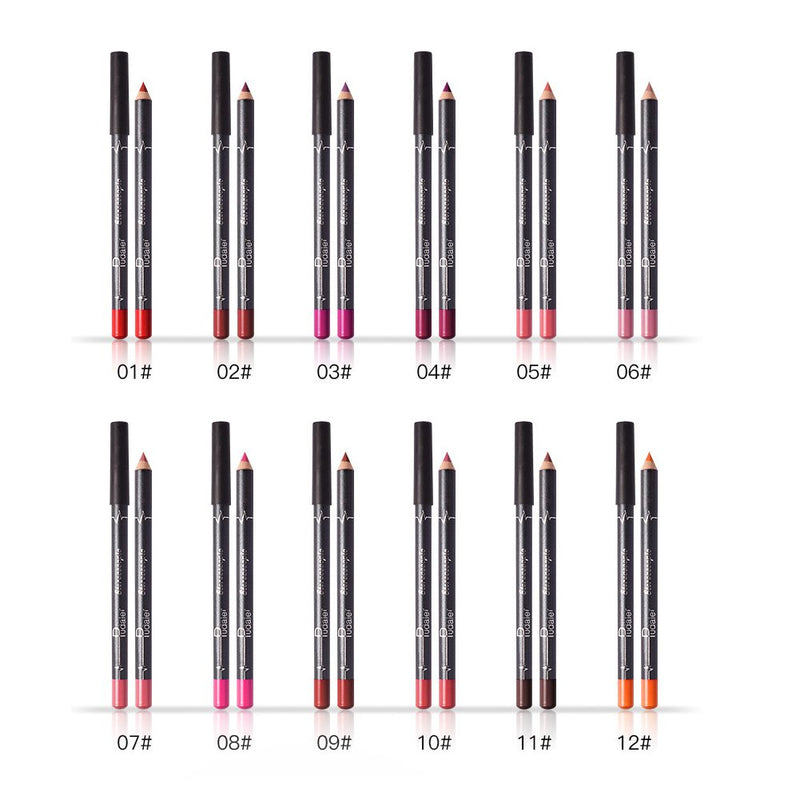 [Australia] - DC-BEAUTIFUL 12Pcs Lot Set 12 Colors Lip Liner Pencil Waterproof Non-marking Matt Velvet Lipstick Pen 