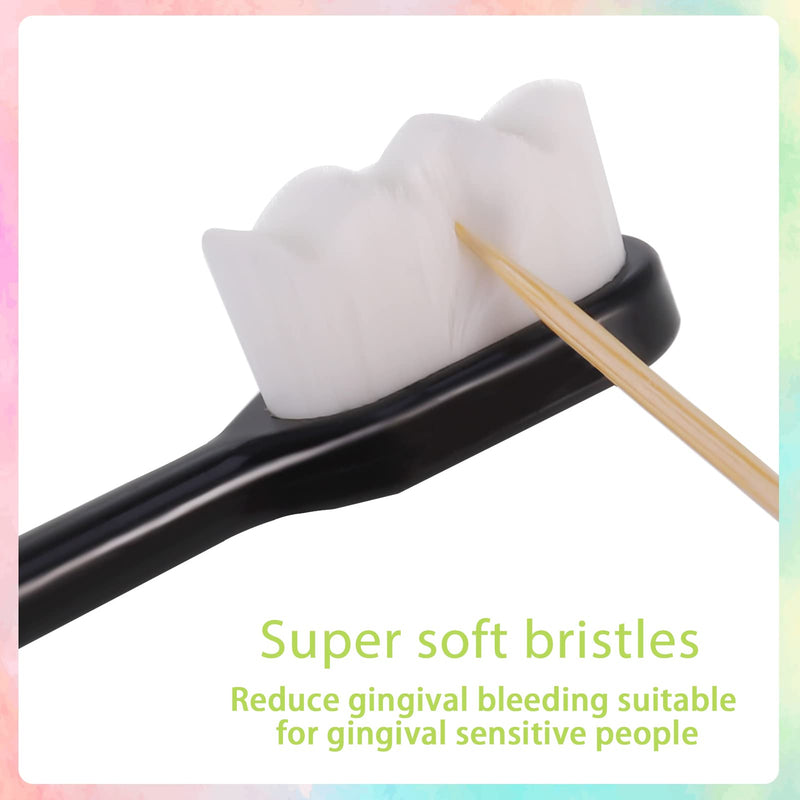 [Australia] - Dacitiery 12 Pcs Extra Soft Toothbrush, Soft Micro Nano Manual Toothbrush Ultra Fine Toothbrush with 20000 Soft Floss Bristles for Sensitive Gums Adults Kids Children(Black, White) 