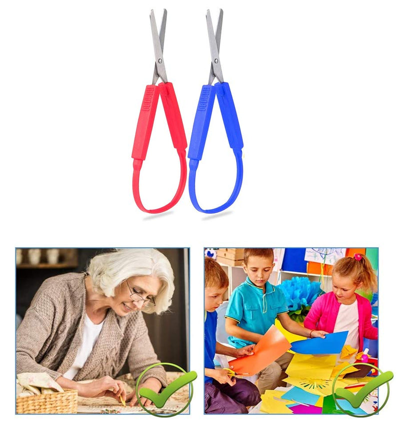 [Australia] - 2-Pack Loop Scissors Grip Scissors Loop Handle Self-Opening Scissors Adaptive Cutting Scissors for Children and Adults Special Needs,Paper Work ,Sewing Work ,Artcraft 