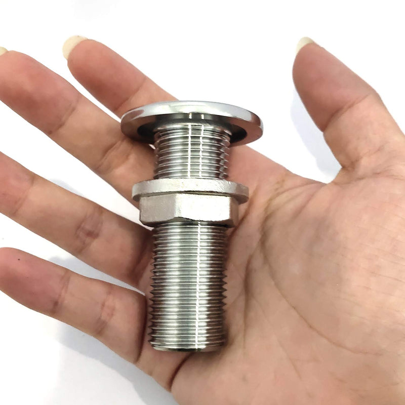 [Australia] - keehui 316 Stainless Steel Durable Combo Stainless Steel Thru-Hull Fitting w/Nut with Custom Gasket Boat Plumbing Fittings for Boats, Yachts, Marine 3/8" IN I.D. 