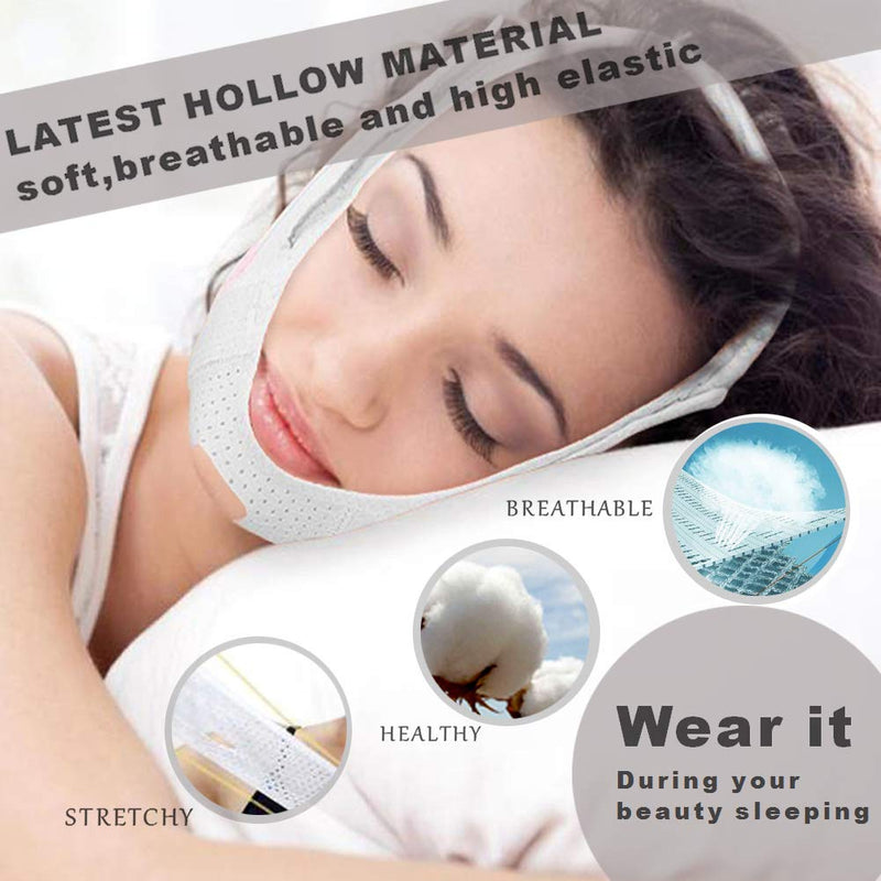 [Australia] - Face Slimming Strap,Reusable Face Lift Chin Up Tape,Breathable Face Lifting Bandage,Pain-Free Jawline Shaping Band，V-Line Skin Firm Mask,Anti-Sagging-Aging-Wrinkle-Snore Belt for Women and Men,Korean Design 