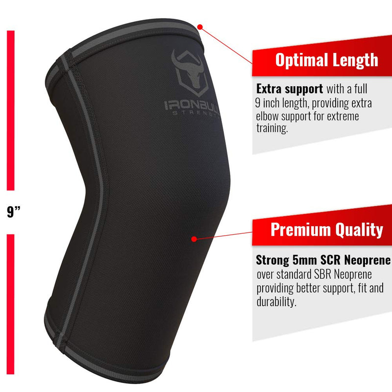 [Australia] - Elbow Sleeves 5mm (1 Pair) - High Performance Elbow Sleeve Support for Weightlifting, Weight Training & Powerlifting - Best Compression Straps - for Men and Women (Large, Black/Black) Large 