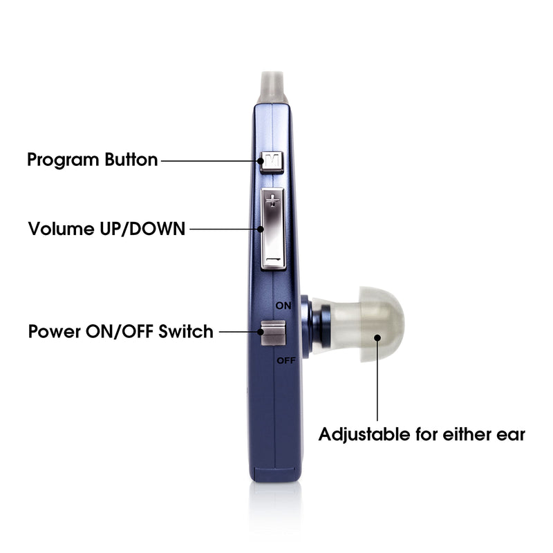 [Australia] - Digital Hearing Amplifier by Britzgo BHA-220. 500hr Battery Life, Modern Blue, Doctor and Audiologist Designed 