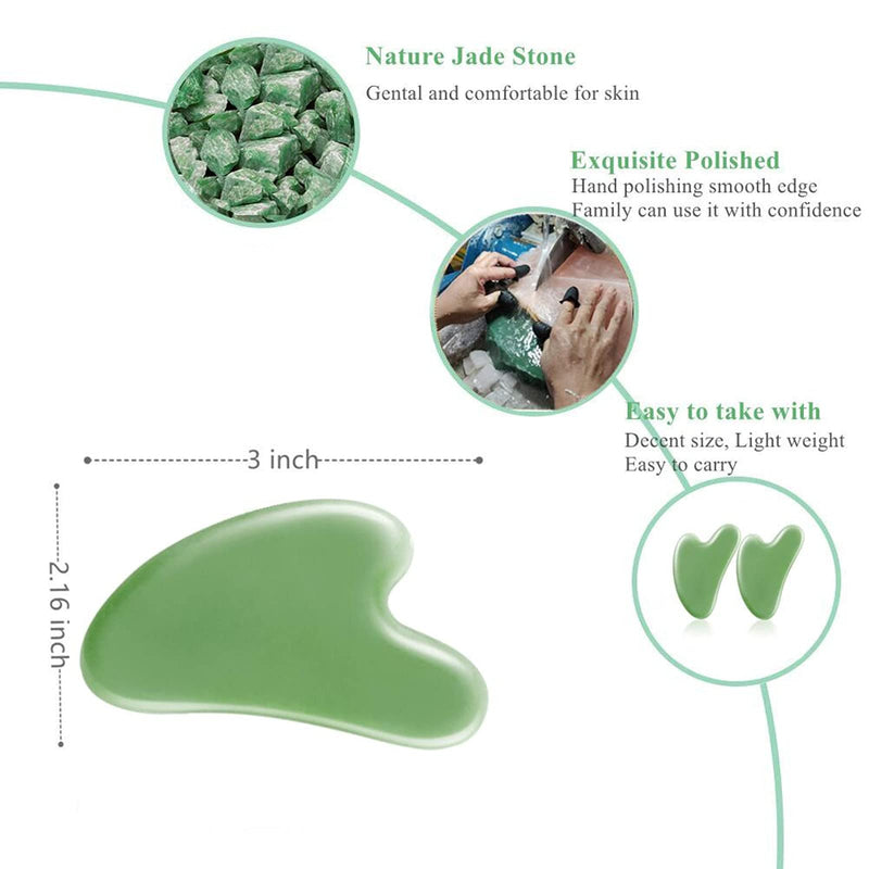 [Australia] - Gua Sha Facial Tools Gua Sha Massage Tool Guasha Tool for Face Jade Gua Sha Stones Used for SPA Face Eyes Neck and Body(Dark Green 2 Pack) Dark Green * 2 Pack 