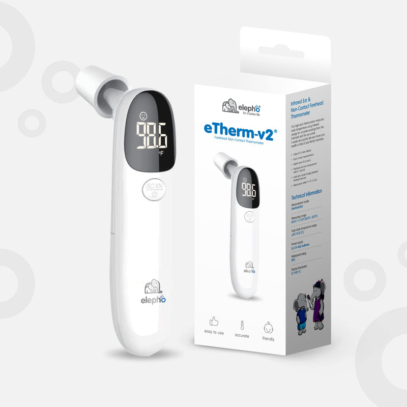 [Australia] - Elepho eTherm Ear & Forehead Non-Contact Thermometer Infrared & Digital Thermometers for Adults, Kids, Babies & Infants Instantly Accurately Reads Temperature Slim Design, Easy to Read Large Display. 