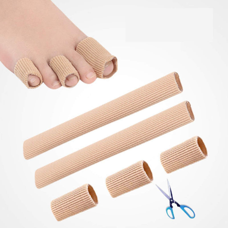 [Australia] - 5 Pieces Toe Cushion Fabric Toe Tubes Finger Sleeves Protector with Fabric and Gel Cushion for Corns, Blisters, Calluses, Hammer Toes and Fingers Protectors (S Size) S Size 